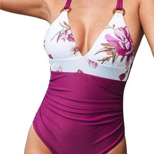 Nwt Cupshe Floral Magenta One Piece Swimsuit